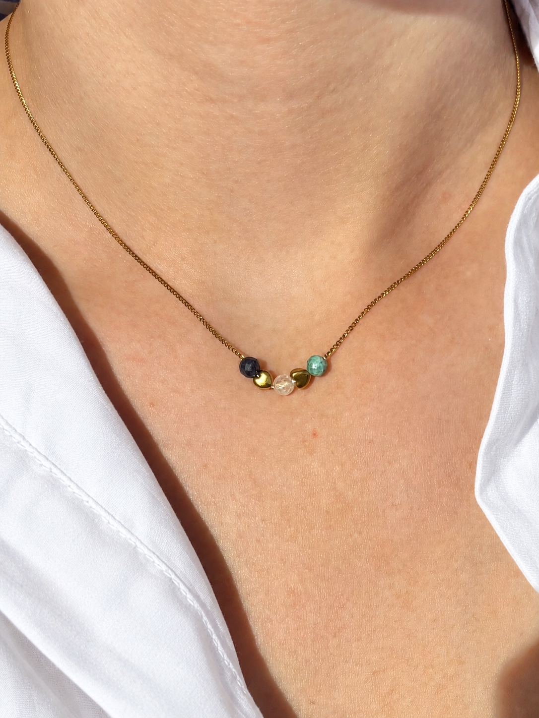 Meerdere geboortestenen ketting goud