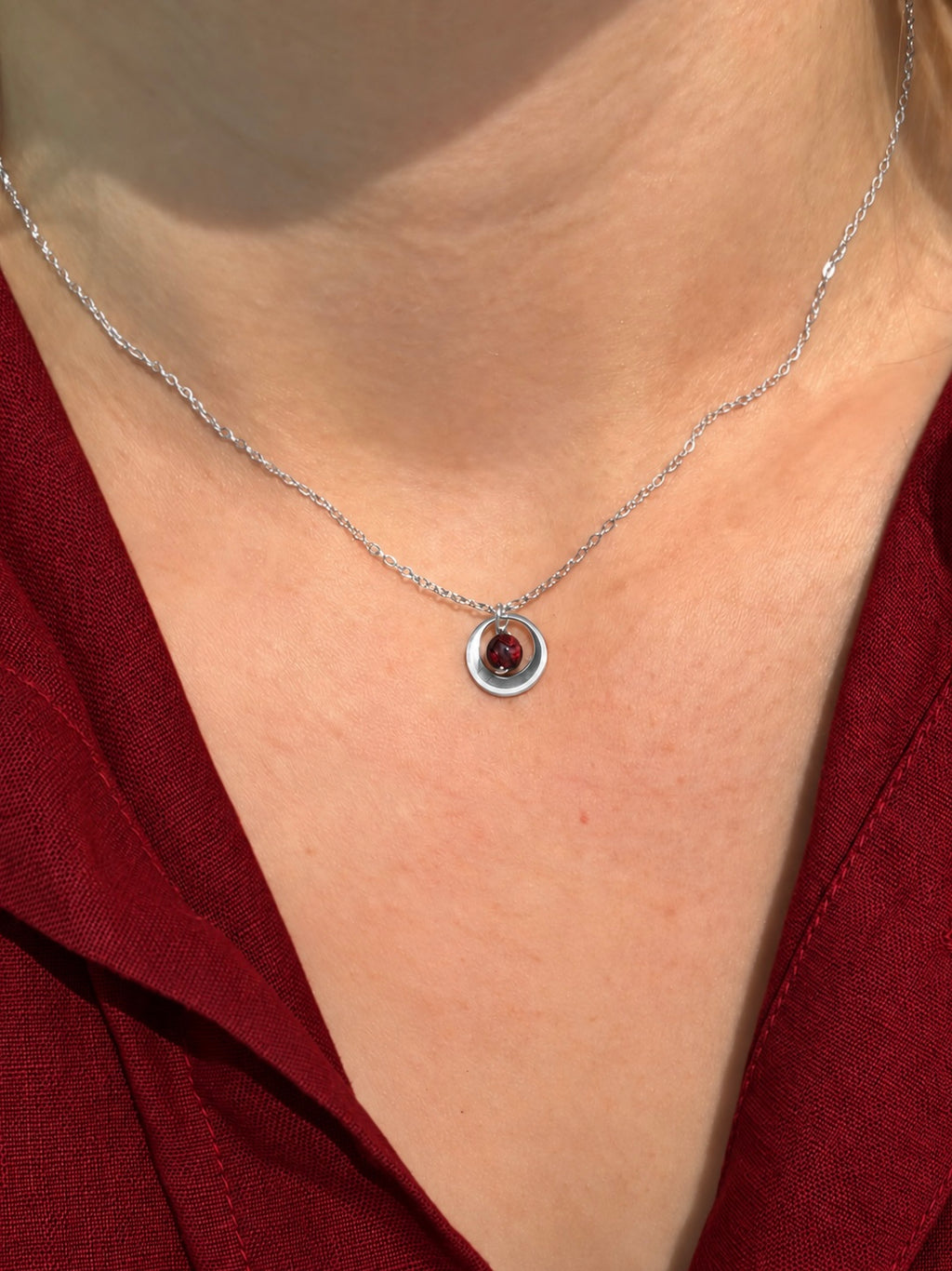 Geboortesteen ketting zilver