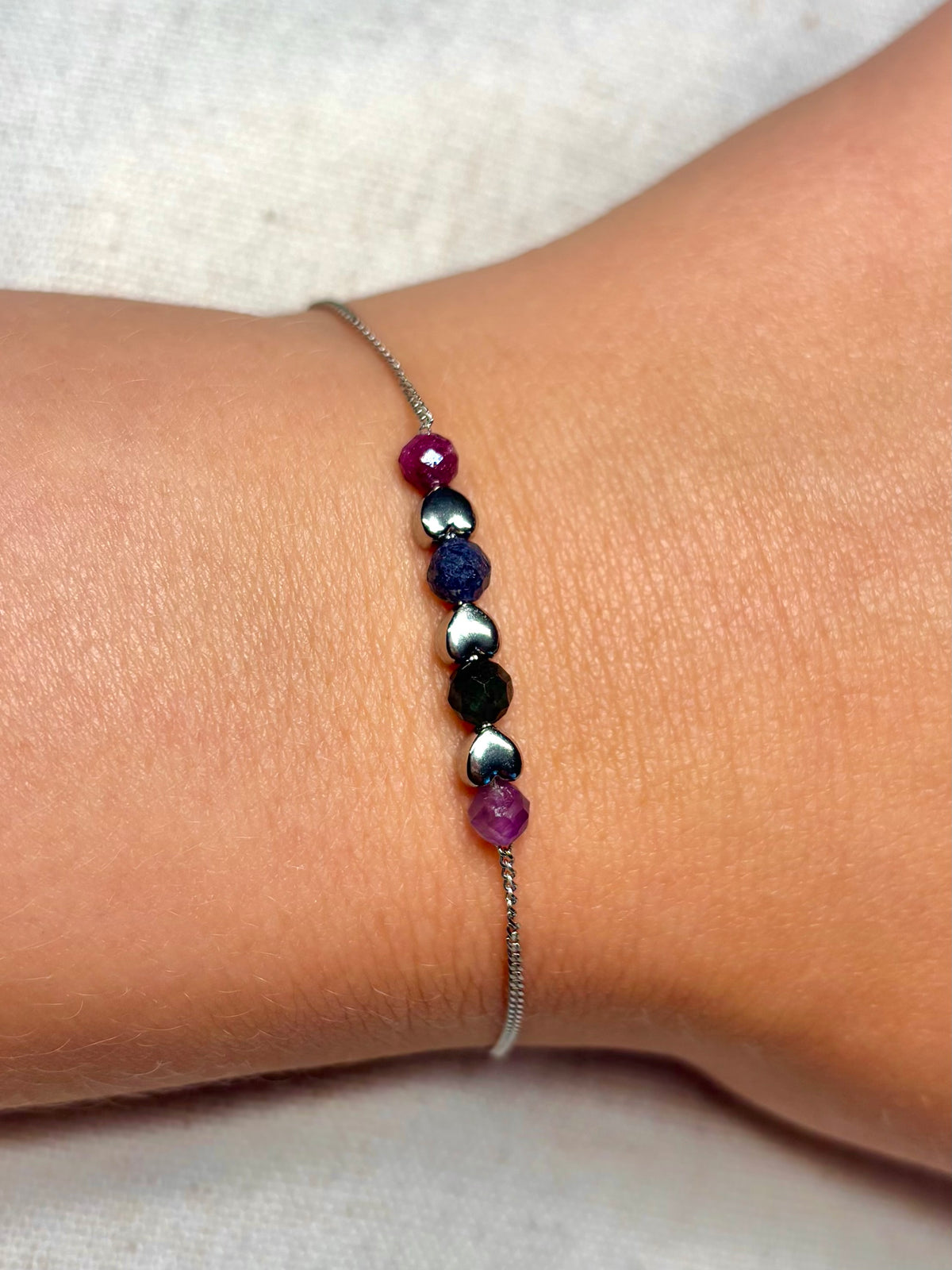 Meerdere geboortestenen armband zilver