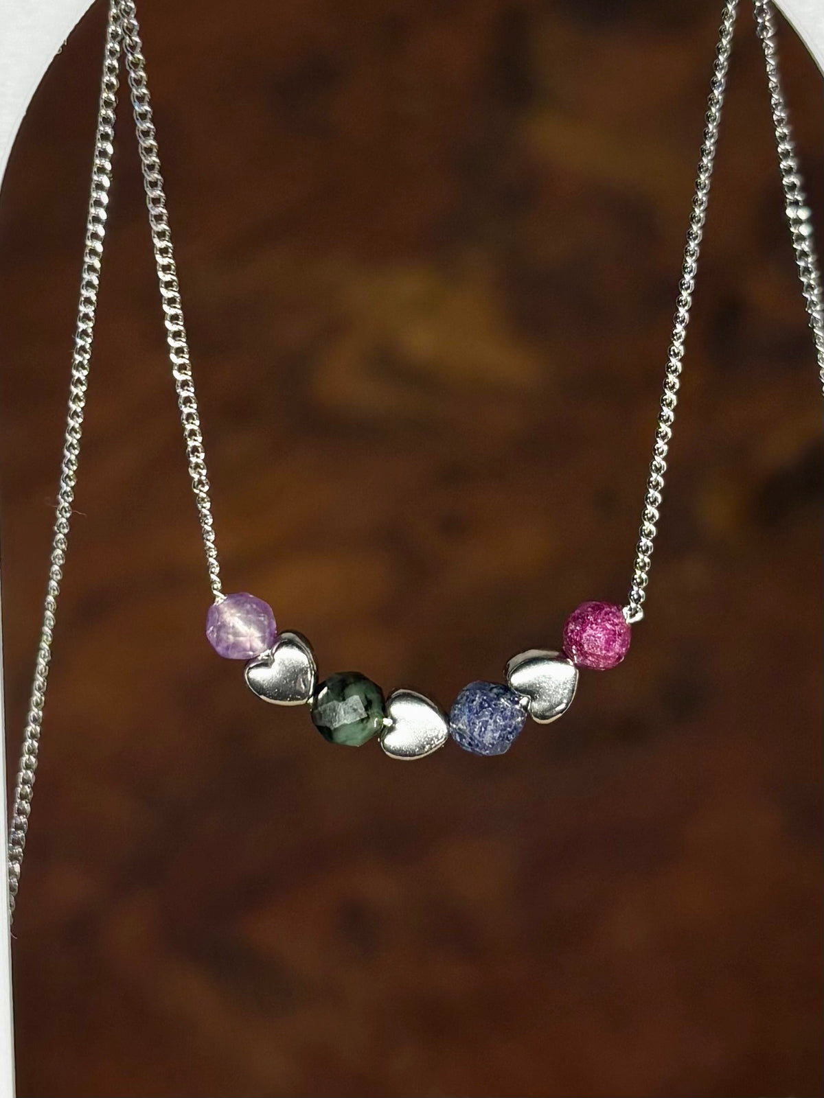Meerdere geboortestenen ketting zilver