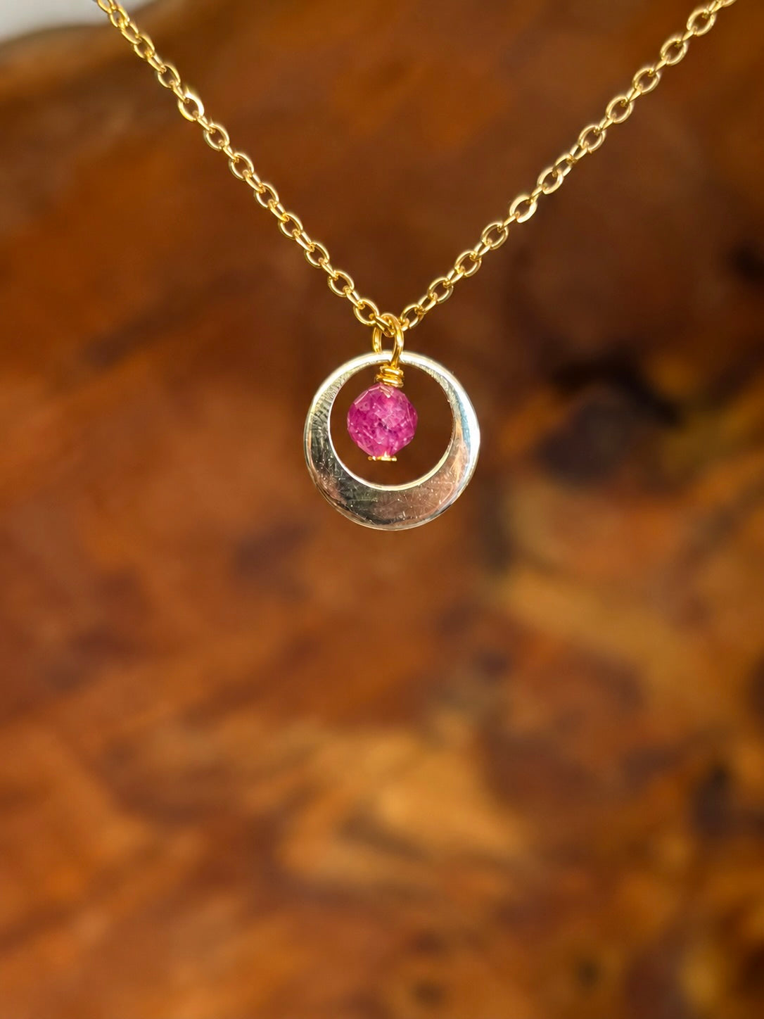 Geboortesteen ketting goud