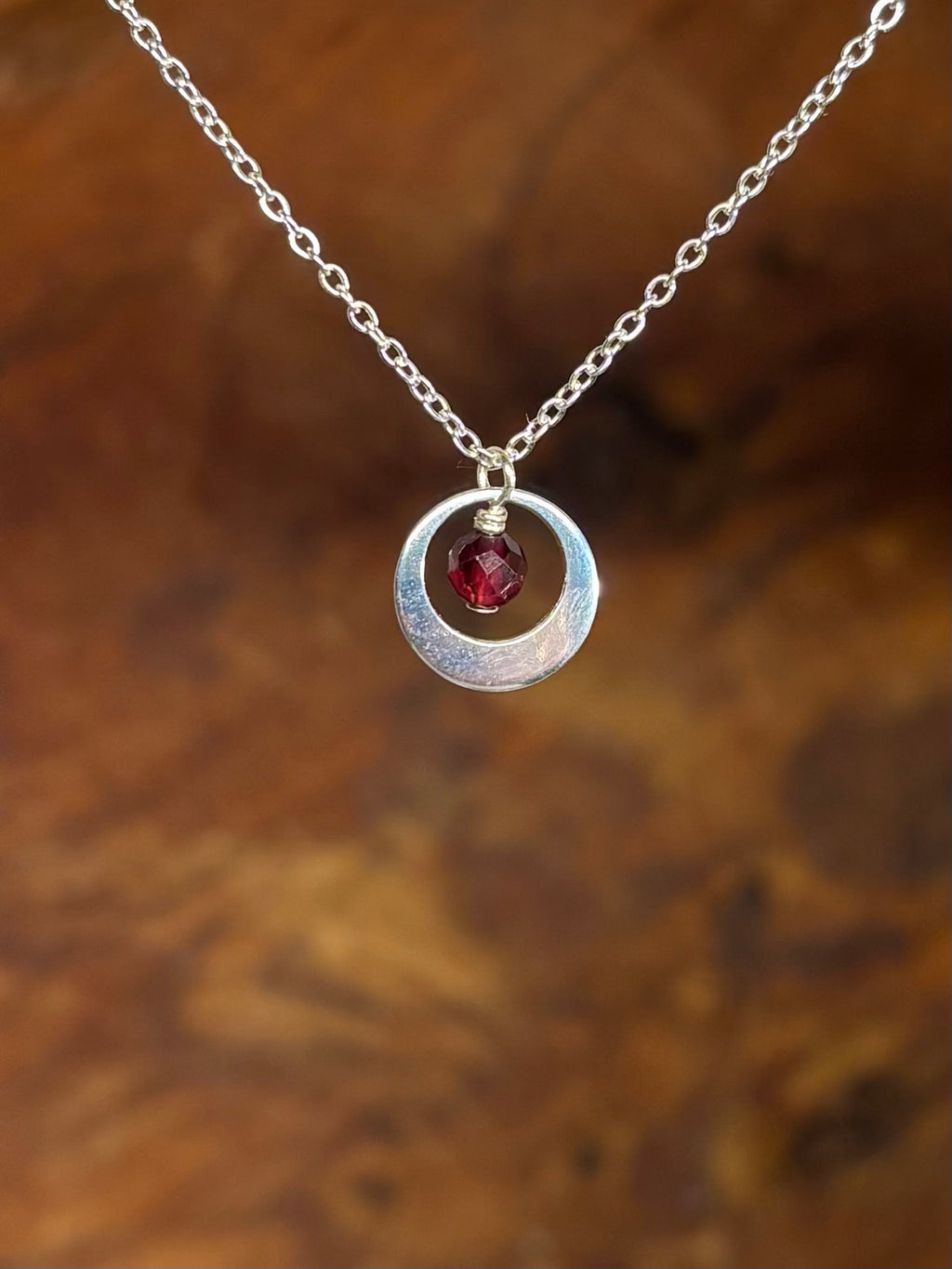Geboortesteen ketting zilver