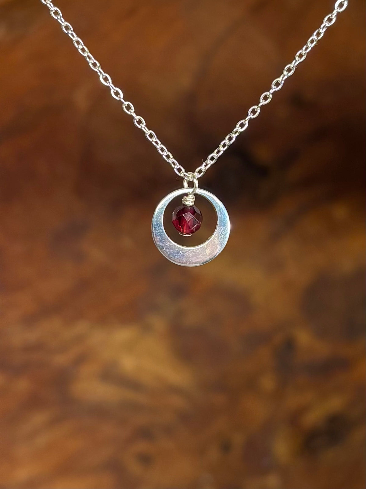 Geboortesteen ketting zilver