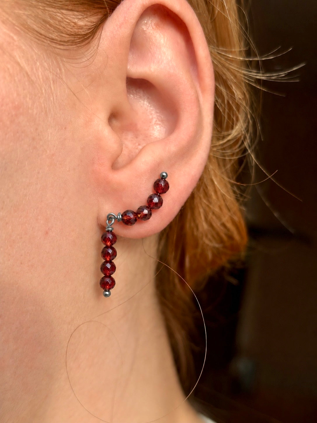 Ear climber edelsteen oorbellen zilver