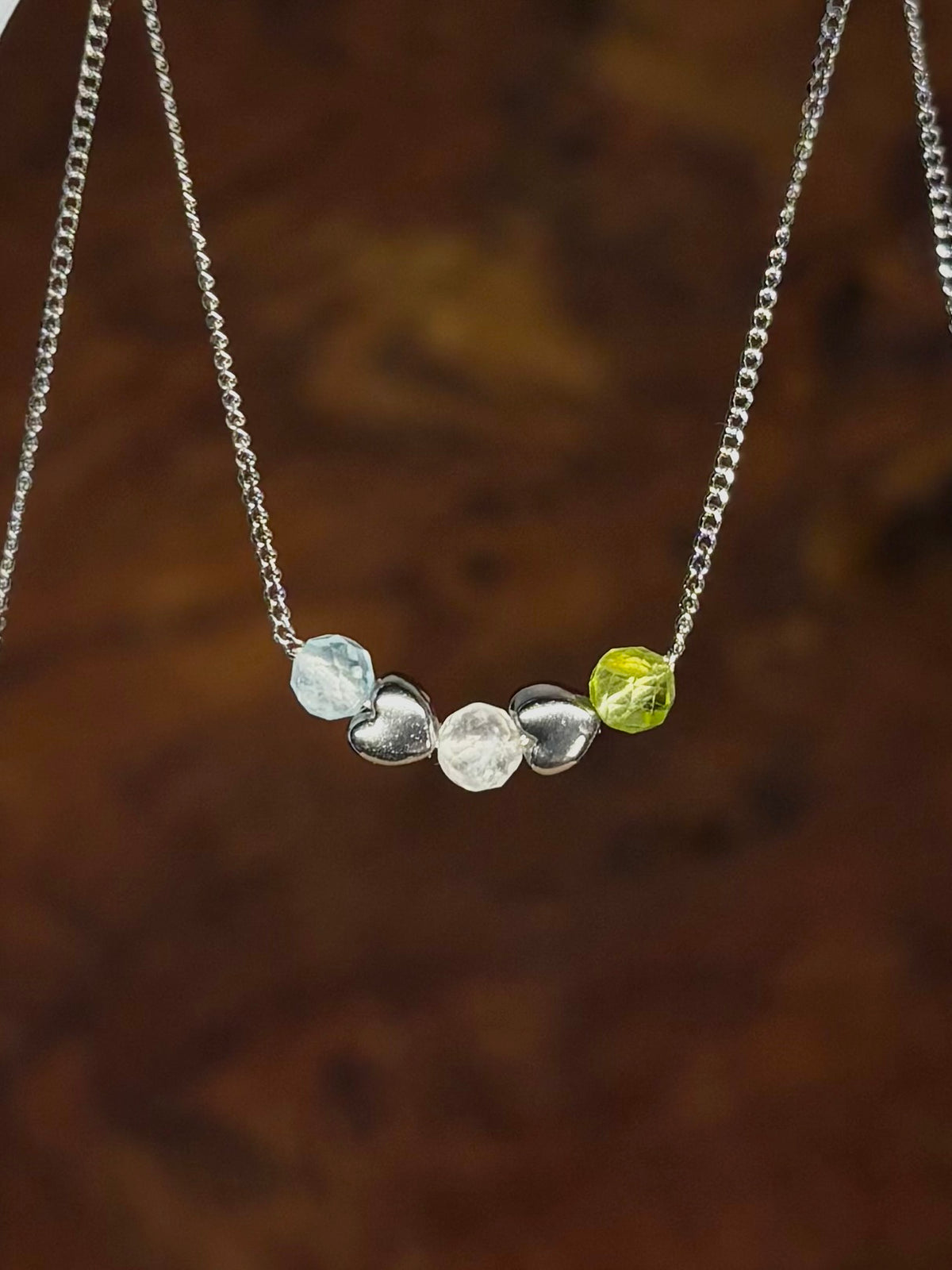 Meerdere geboortestenen ketting zilver