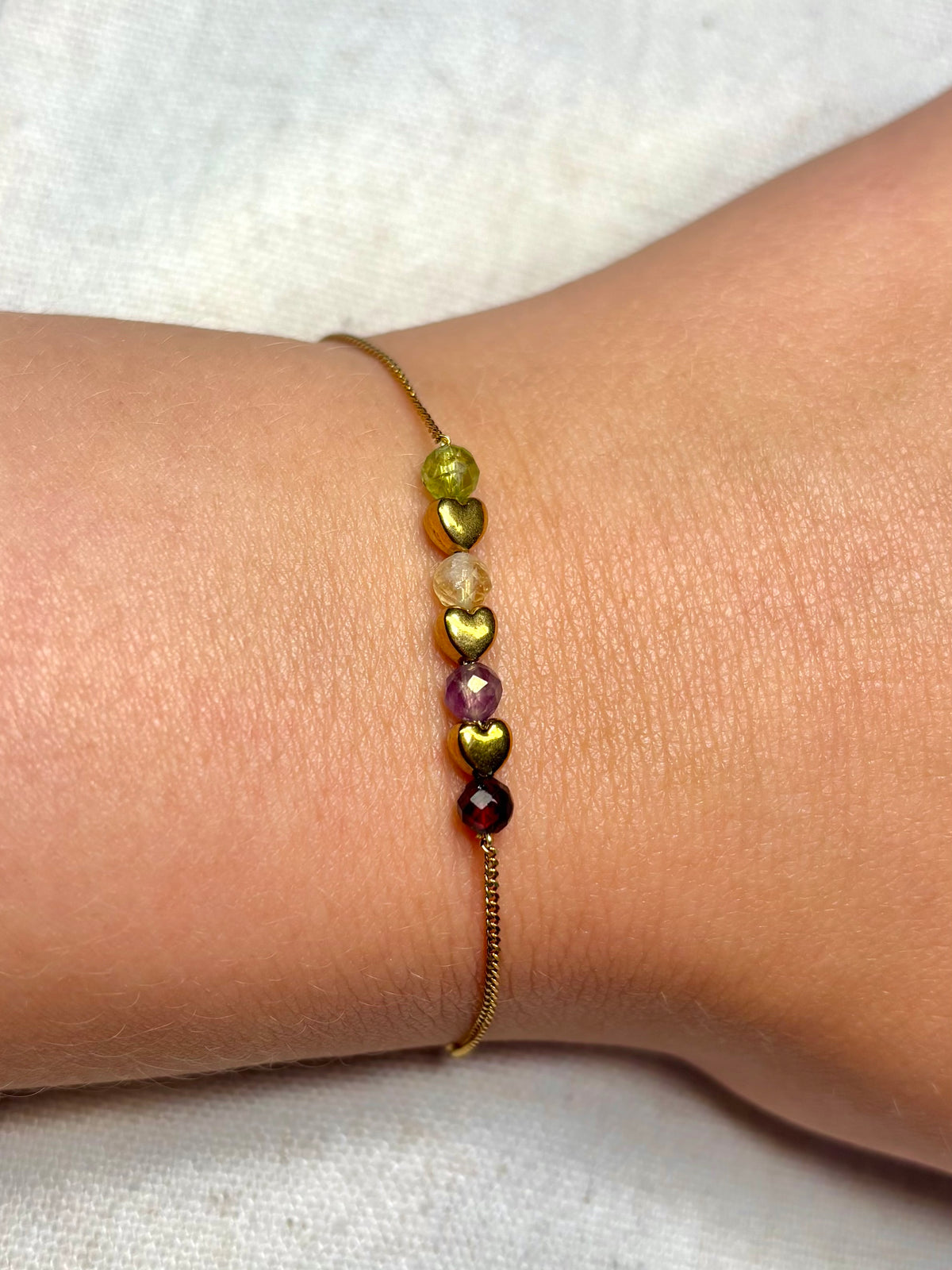 Meerdere geboortestenen armband goud